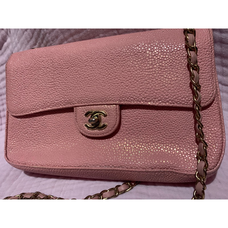 Slingbag Rantai Chanel* Pink Caviar Medium Classic Flap Bag GHW