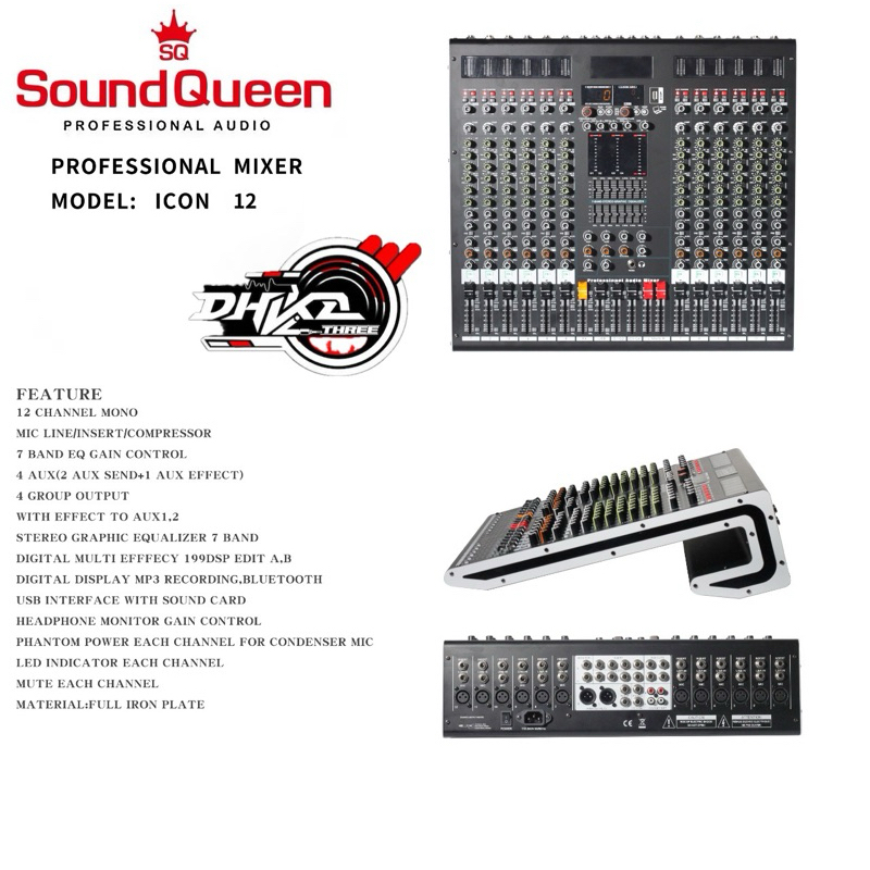 MIXER SOUNDQUEEN ICON 12 ORIGINAL / MIXER SOUNDQUEEN ICON12 CHANNEL / Mixer Soundqueen 12 channel Ic