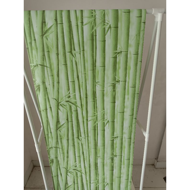 Wallpaper Dinding Sticker Motif Bambu Hijau Ukuran 45cmx 10m Karakter Embos Polos 3d High quality GH