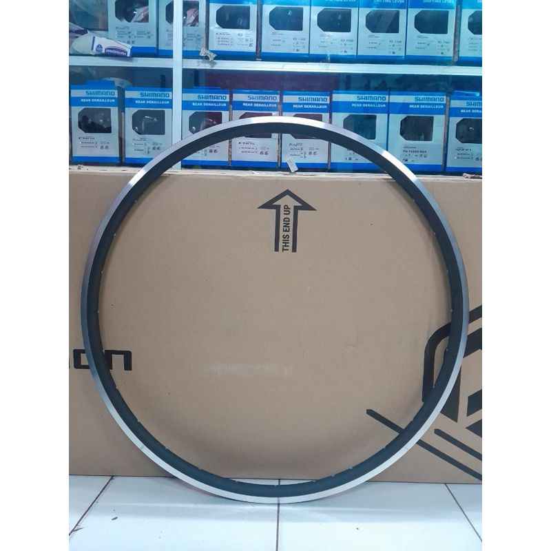 VELG/RIMS SEPEDA ARAYA RIGIDA 700C 28 H ALLOY DOUBLE WALL BLACK/CNC TUBELESS READY