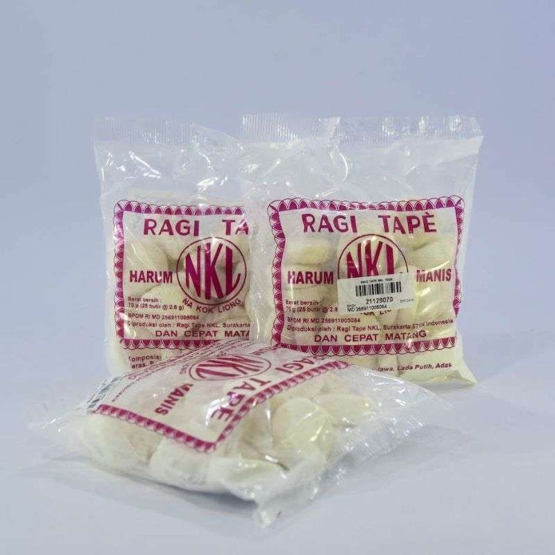 

RAGI TAPE NKL kemasan 70 gram. isi 25 butir.