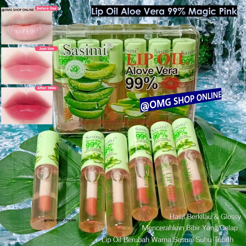 Termurah !!! Lipbalm Pemerah Bibir Aloe Vera 99% Lip Oil Sasimi Aloe Vera / Lipstik Tahan Lama Anti 