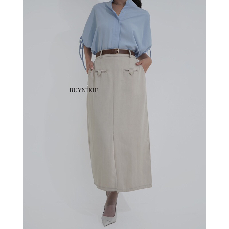 Rok Semiwol Tebal Midi Skirt -  Buynikie Irene Midi Skirt