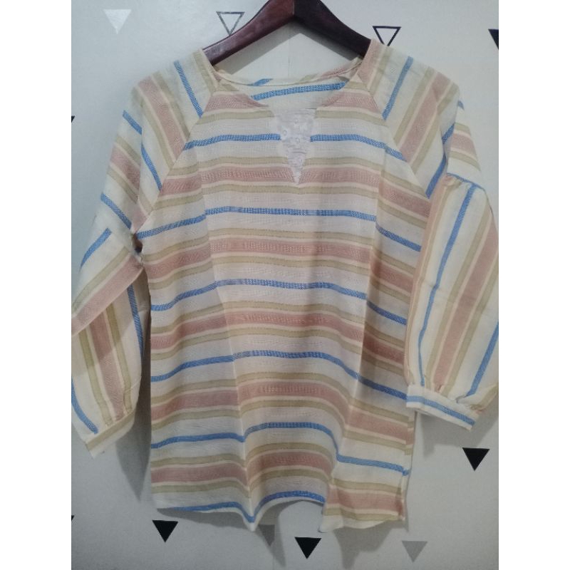 Blouse Salur Lengan Balon Preloved