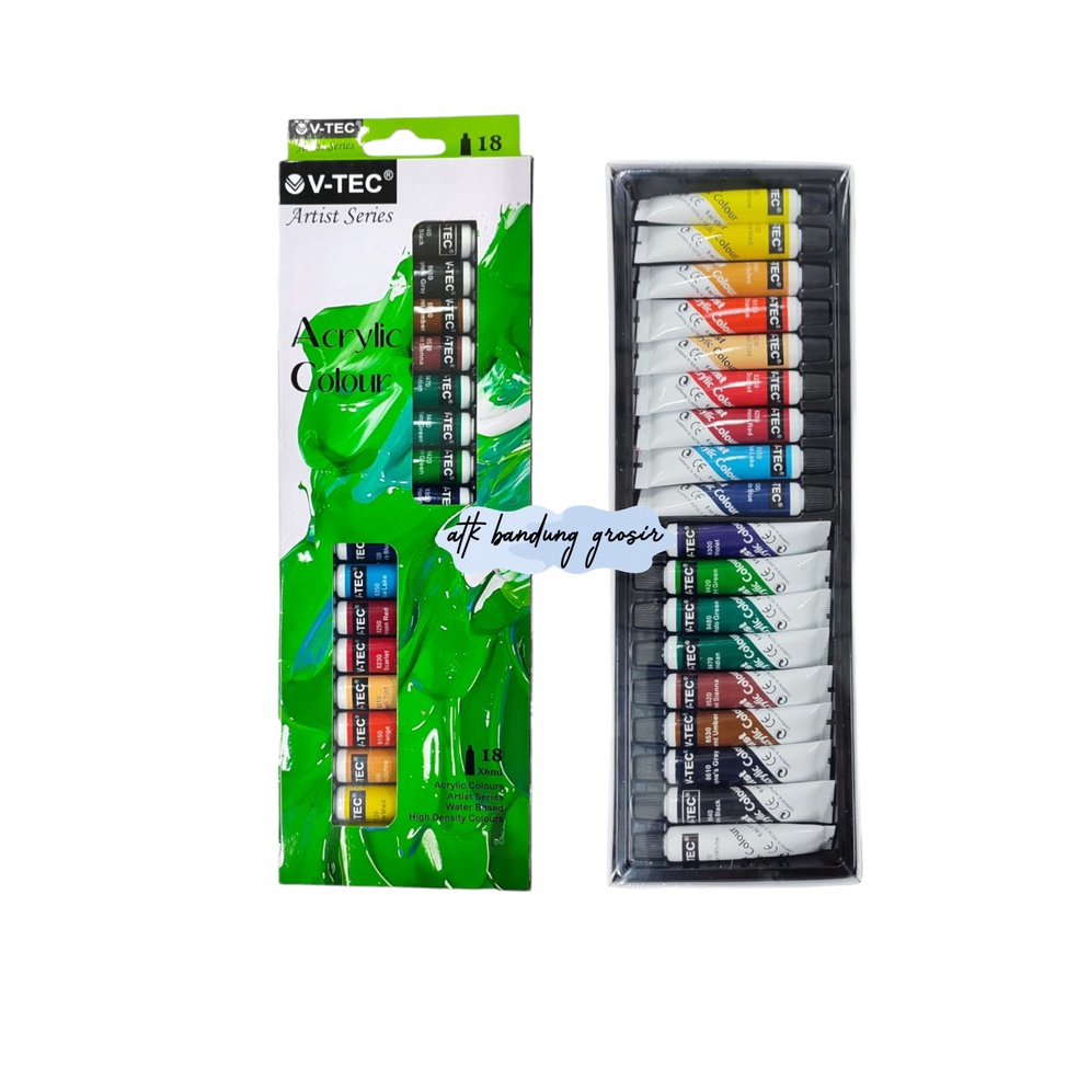

KODE F98K Cat Akrilik VTEC VT618A Acrylic Colours 18 Warna x 6 ML Set