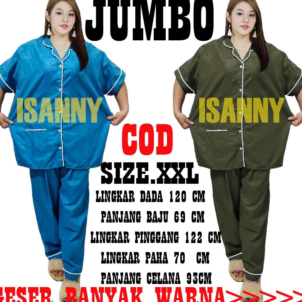 Populer ISANNY PIYAMA SET JUMBO SIZEXXLSATEN EMBOS JUMBO CPPYAMA DEWASAREADY 2 WARNA
