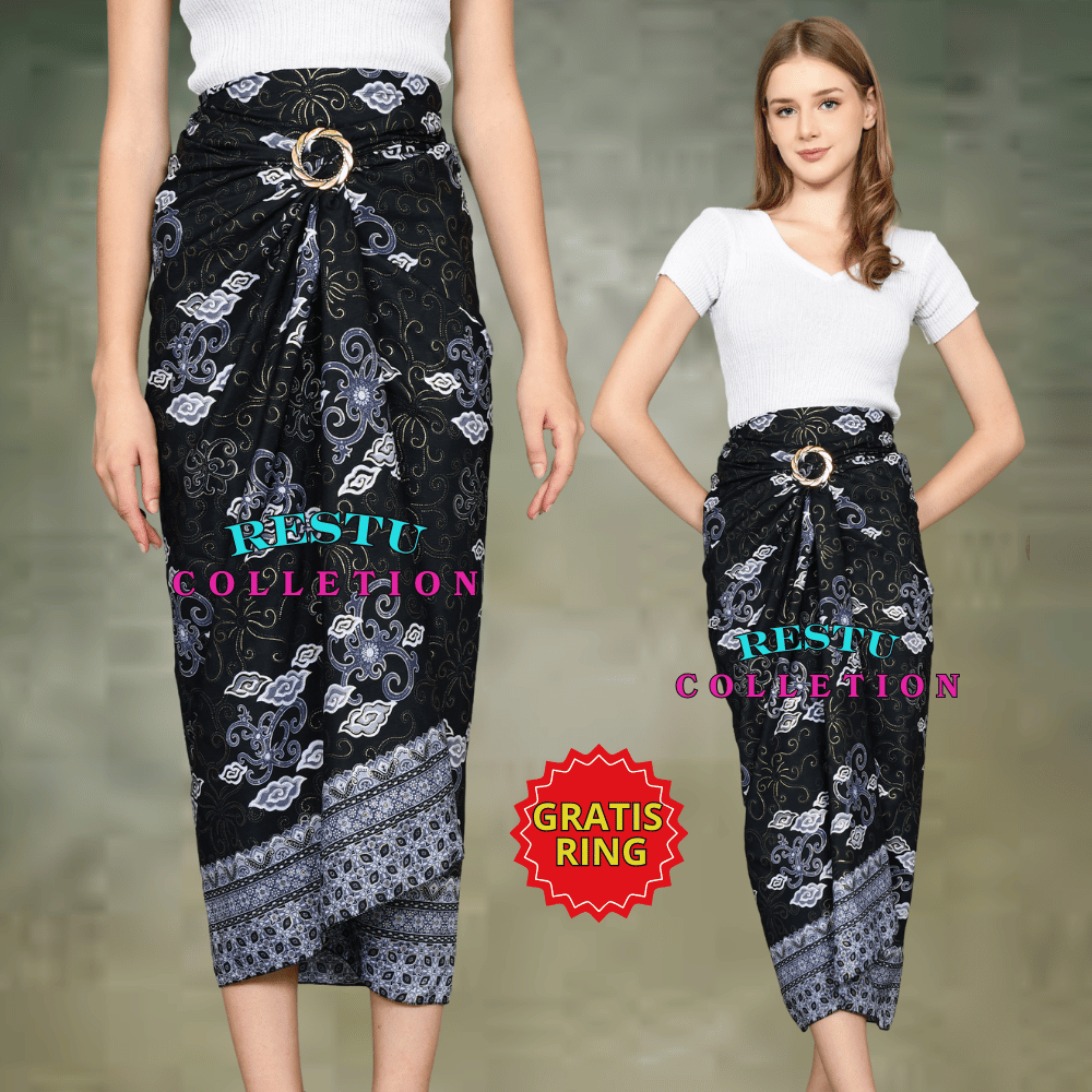 terbaru rok lilit songket motif batik wanita mk biru bawahan kebaya wisuda dan kondangan + gratis