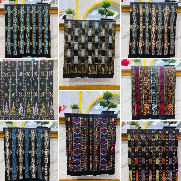 KODE X43Y SARUNG LAGOSI SUTERA BORDIR TENUN LIFA SABBE MOTIF PUCUK SULTAN MAKASSAR SULAWESI PENGRAJI
