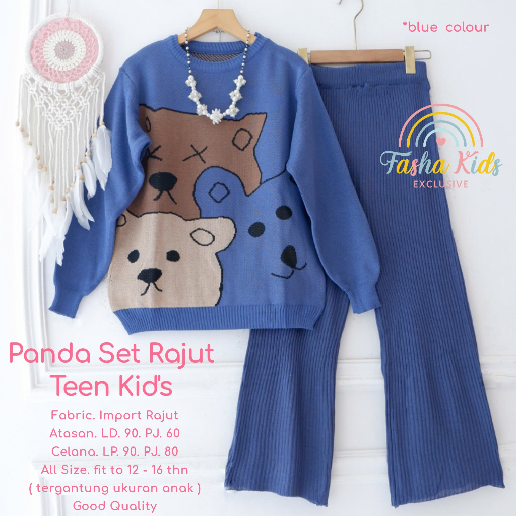 [TERMURAH FASHA KIDS]  PANDA SET KIDS SETELAN KAOS CELANA JEANS SET TEEN KIDS PAKAIAN ANAK REMAJA PE