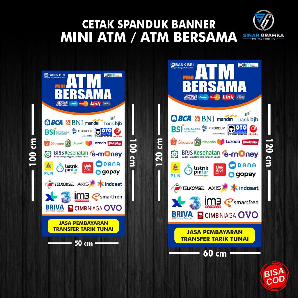 Spanduk Banner MINI ATM / ATM BERSAMA, Sehari Jadi