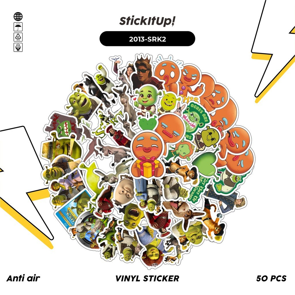 

COD✨ 50 Pcs Stiker DREAMWORKS SERIES SHREK CHAR MIX 02 Lucu Anti Air Untuk Dekorasi Notebook Sepeda Skateboard Handphone DIY