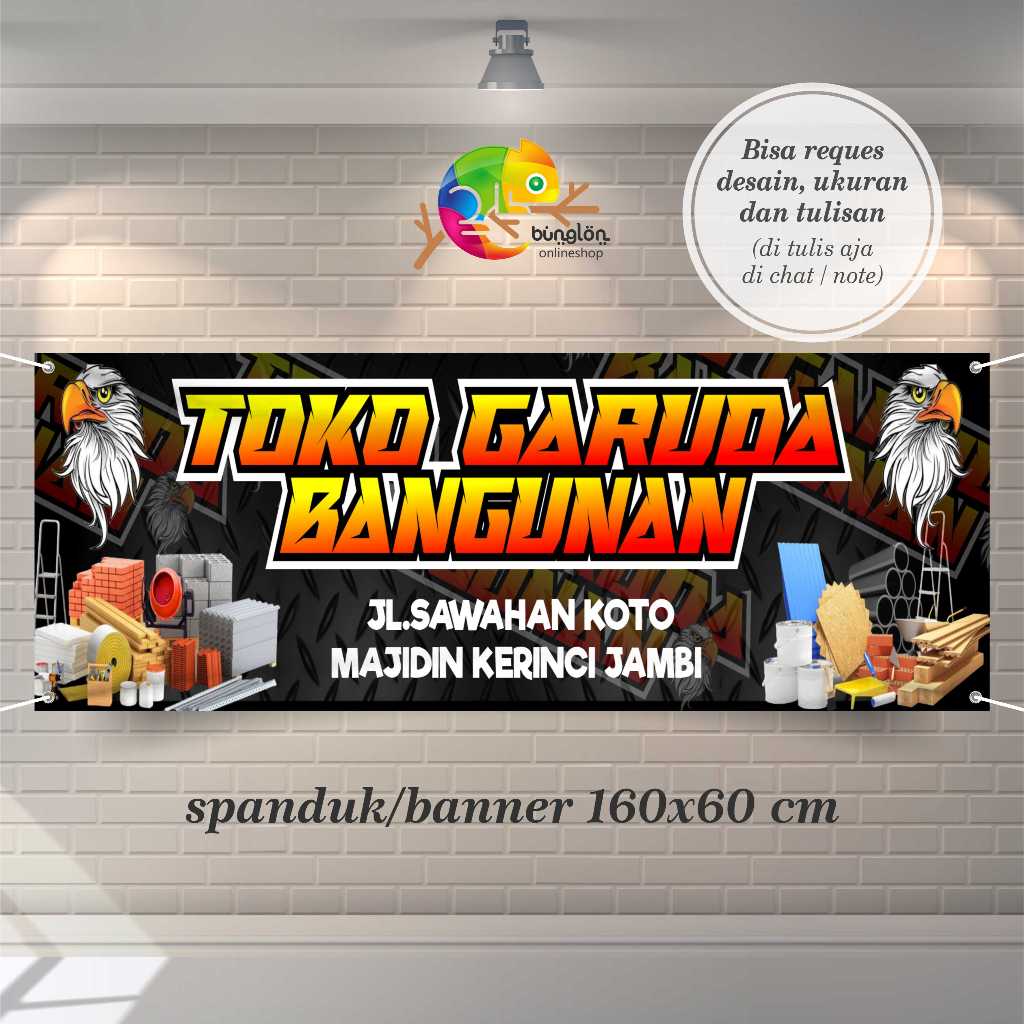 Cetak Spanduk Banner Toko Bahan Bangunan