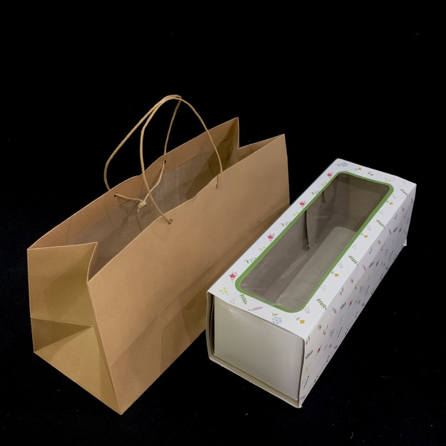 

(10 Pcs) Paper Bag Bolu Gulung Tas Hampers Coklat Polos 32x12x15 Cm Tas Kantong Hadiah Packaging