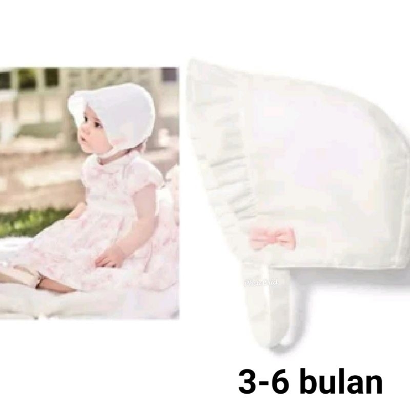 Topi anak bayi perempuan janie and Jack 3 6 bulan putih