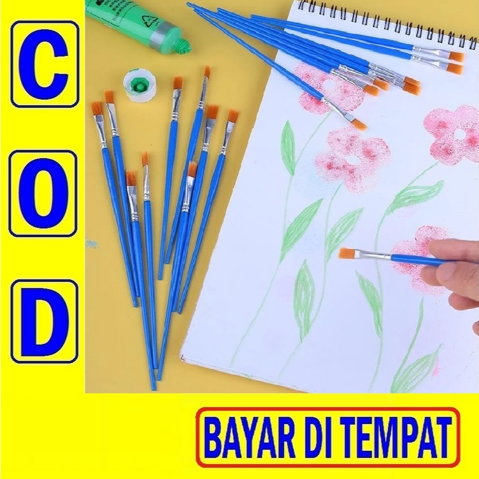 

2E KUAS LUKIS 1PCS Flat Kuas Nylon Datar Paint By Number Kuas Round