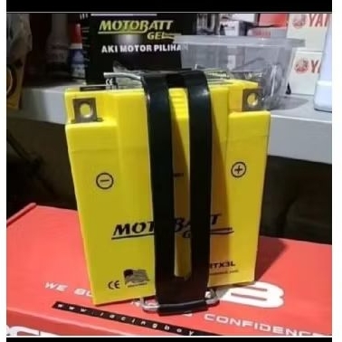 Aki rx king motobatt MTX3L plus karet aki original