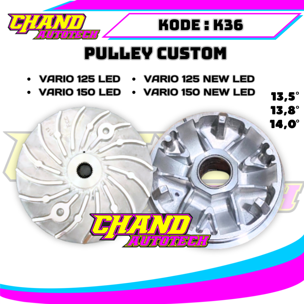 Pully Pulley Custom Vario 125 150 Interlock 13,8 13,5 14 Derajat Full Bubut Pulley Vario 125 150