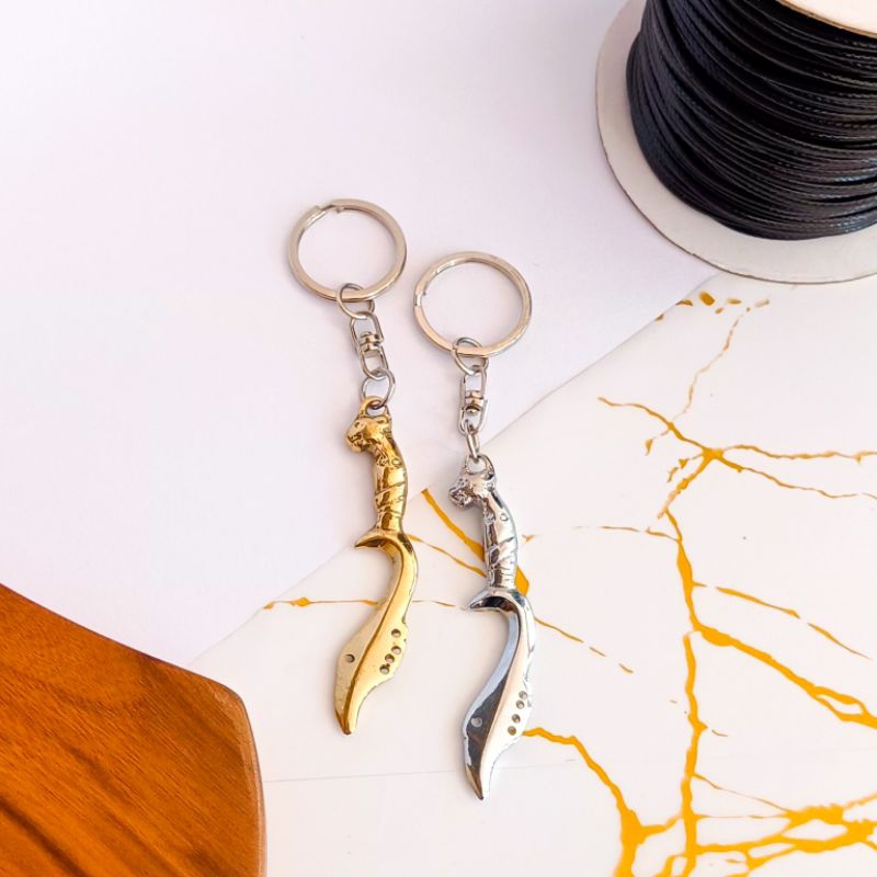 Gantungan kunci kujang liontin kuningan Aksesoris tas dan kunci kendaraan