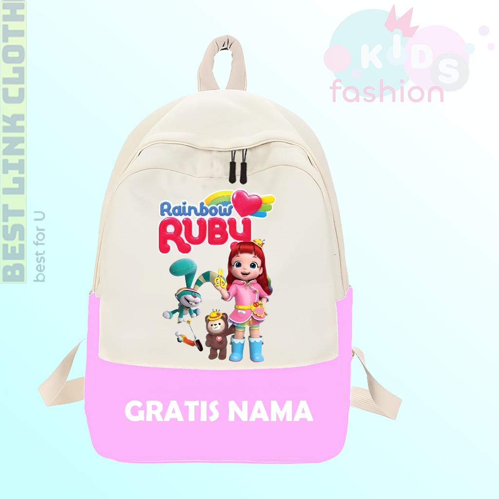 Tas Anak Sekolah SD TK Rainbow Ruby Thunderbell Free Nama