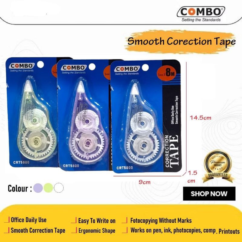 

Correction Tape 8 Meter / Pita Koreksi / Tipe-x Kertas / Stipo Kertas / Correction Tape 5mm x 8