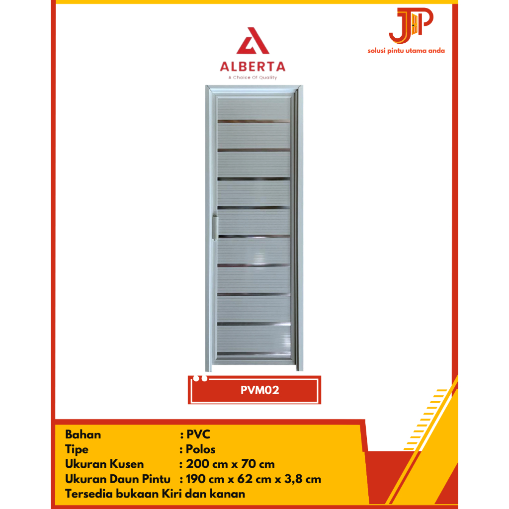 Pintu KAMAR MANDI AESTHETIC PVC ALBERTA Minimalis Tanpa Kaca- PVM02