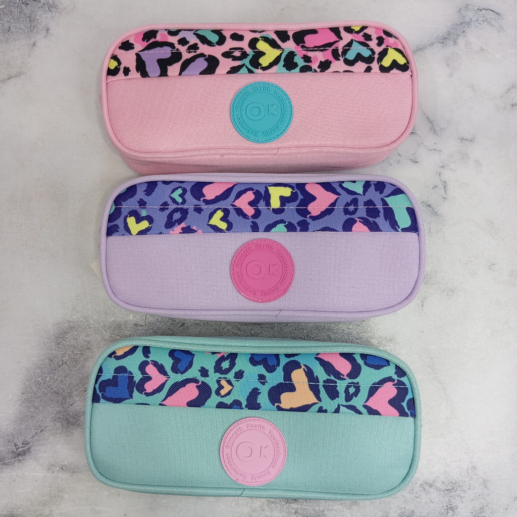 

[ 0S ] Tempat Pensil Kain Jumbo Besar Bahan Tebal Premium Free Gantungan Kunci / Kotak Pensil LOVE COLOUR