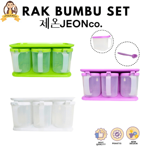 Wadah bumbu set tempat bumbu dapur TEMPAT BUMBU  rak bumbu set jeon wadah bumbu set UNGU JEON