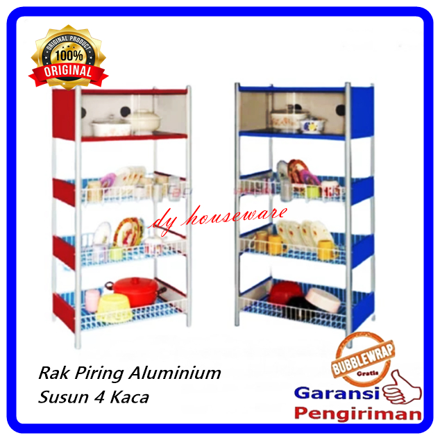Rak Piring Aluminium Kaca 4 Susun Lemari Piring 4 Susun Original Master RO-04A KHUSUS OJOL