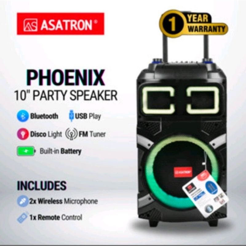 Speaker Asatron Phoenix 10" SPEAKER PORTABLE ASATRON PHOENIX 10 INCH BLUETOOTH Karaoke Senam