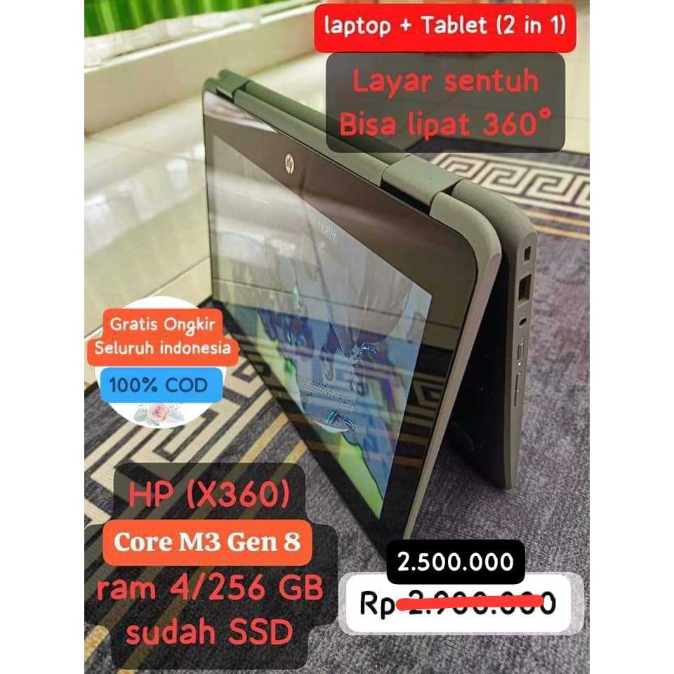 Laptop 2 in 1 - HP X360 Layar sentuh (flip 360 derajat)