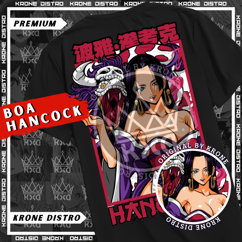 KRONE Kaos Anime BOA HANCOCK Katun Premium 24s - Tshirt Distro One Piece Unisex Dewasa