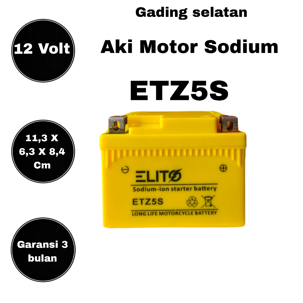 ELITO AKI SODIUM LITHIUM ETZ5S Aki motor honda beat fi