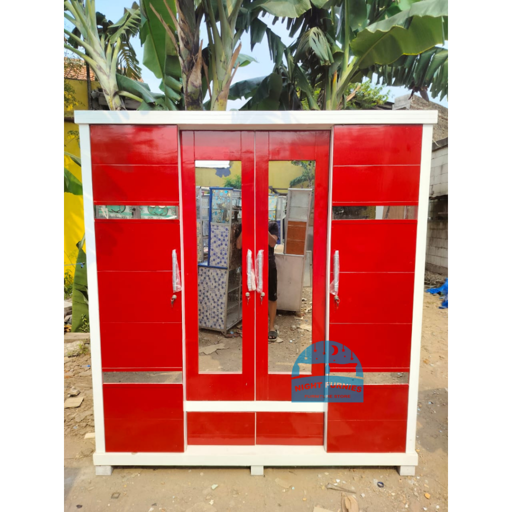 LEMARI PAKAIAN BUKA TUTUP / LEMARI BAJU ENGSEL / LEMARI PAKAIAN 4 PINTU MINIMALIS / LEMARI PAKAIAN