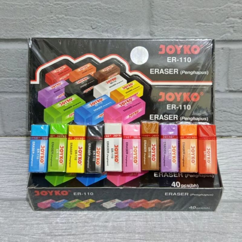 

penghapus pensil joyko ER110 kecil isi 40pcs#eraser ER 110 Colours
