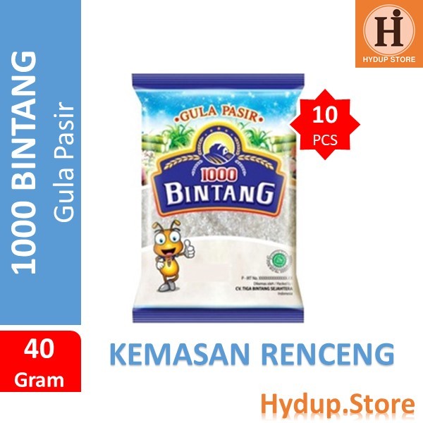 

Gula Pasir Putih kristal Seribu Bintang Renceng isi 10 kemasan 40 gram