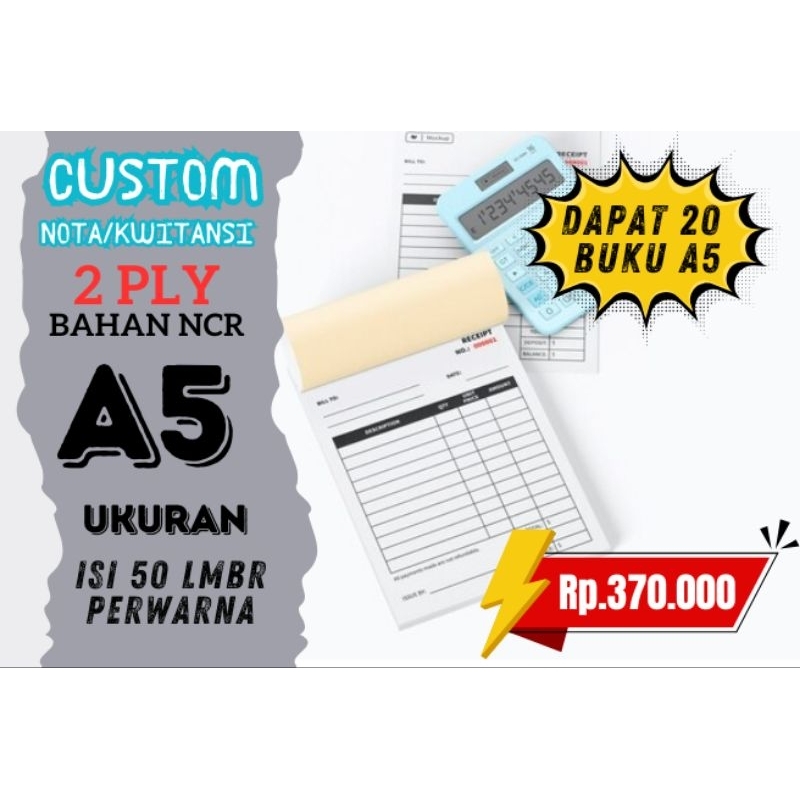 

NOTA / INVOICE CUSTOM UK A5 2 PLY | DAPET 20 buku