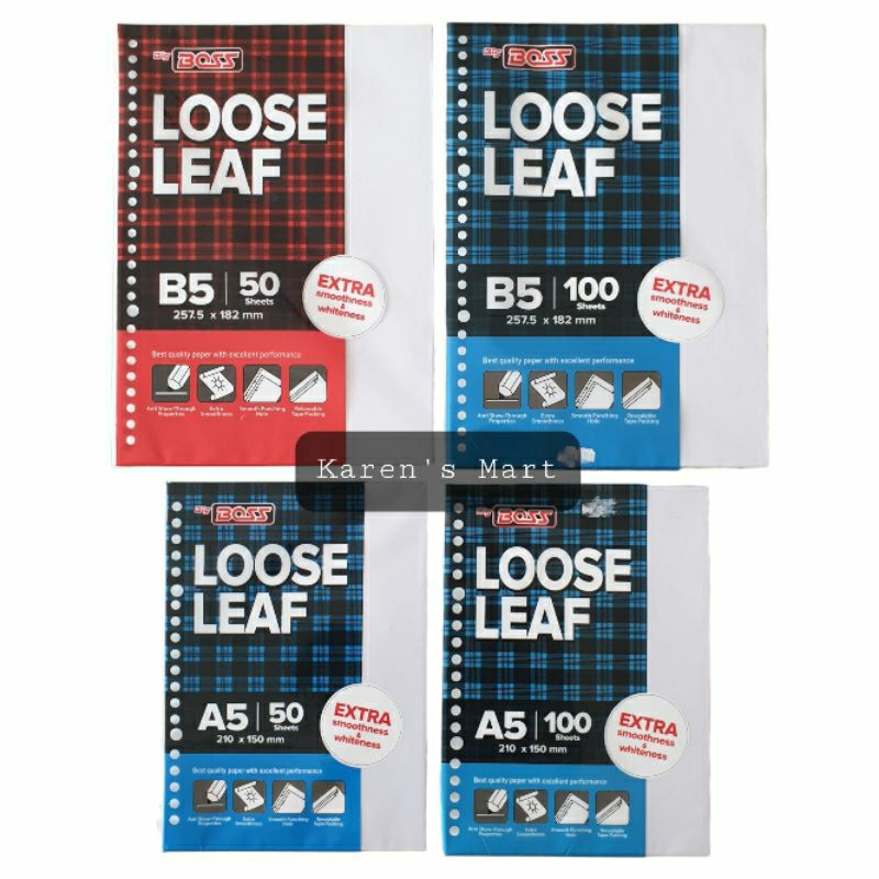 

#Karensmart Kertas Binder Big Boss Loose Leaf A5 & B5 Polos