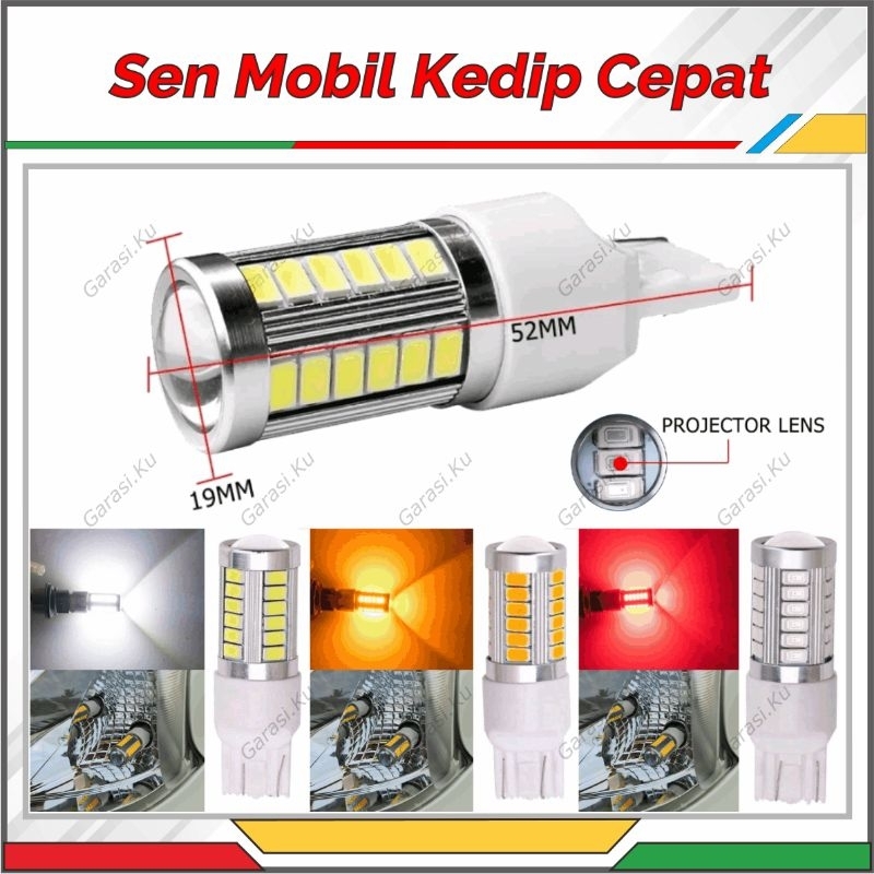LAMPU SEIN KEDIP CEPAT MOBIL T20 7440 7443 T20 GEPENG TANCAP  LED 33 MATA MOBILIO JAZZ SIGRA CAYLA
