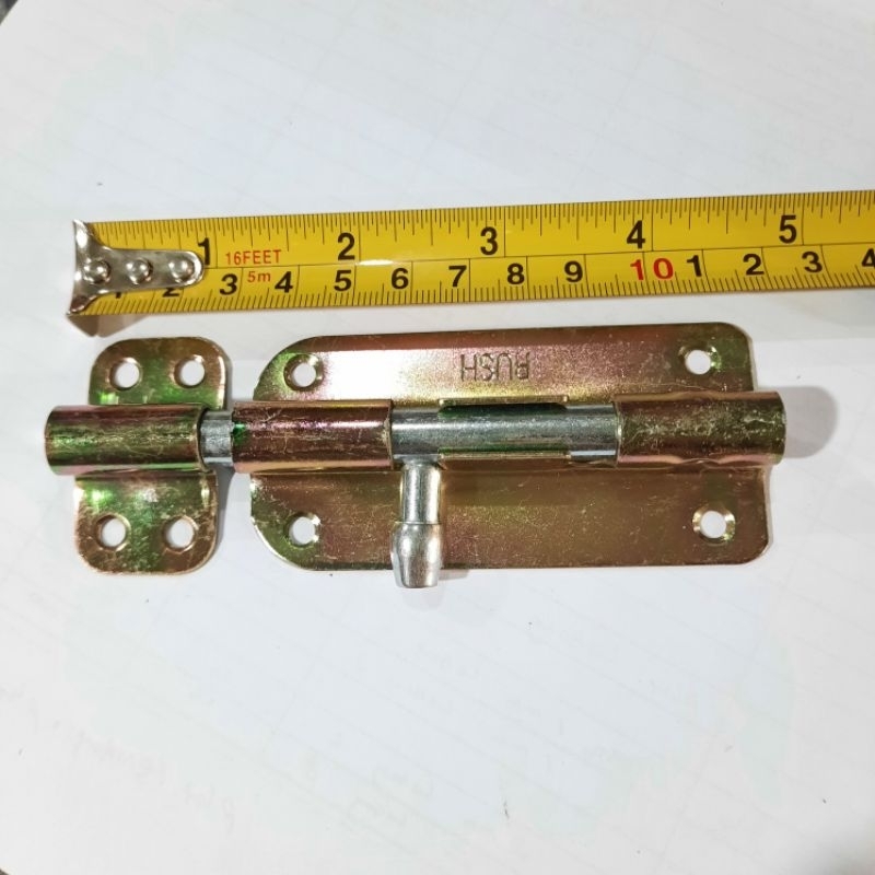 FREE SKRUP - Grendel Panjang 12 cm merk Rush bahan besi / Grendel Pintu Besi tebal / Grendel 4 inch