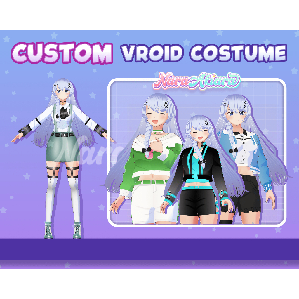 3D VRoid Custom | Jasa Bikin Baju 3D VRoid | Outfit untuk Model VRoid & Vtuber | Kostum Virtual Unik