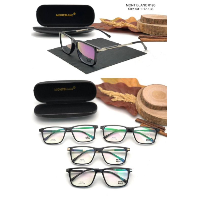 frame kacamata pria wanita unisex kotak Montblanc 0195