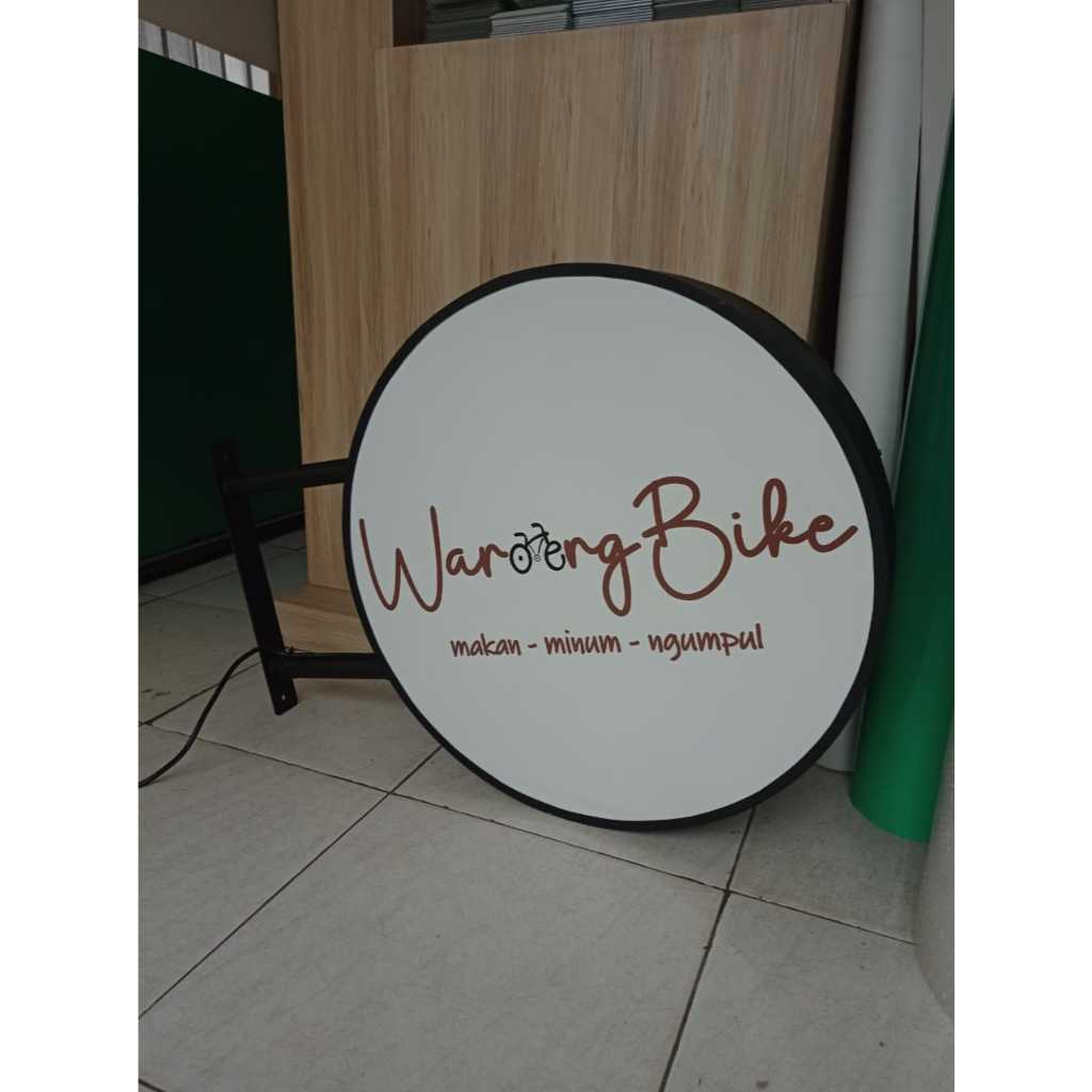 Neon box Bulat Diameter 80 cm 2 sisi