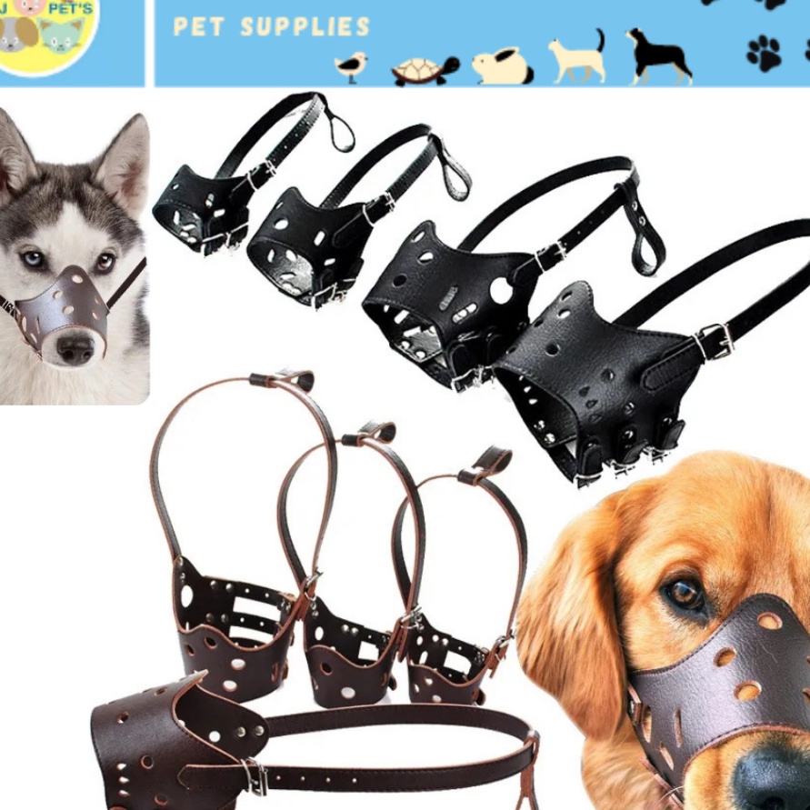 BURUAN SERBU penutup mulut anjing brongsong berangus anjing dog muzzle kulit sintesis