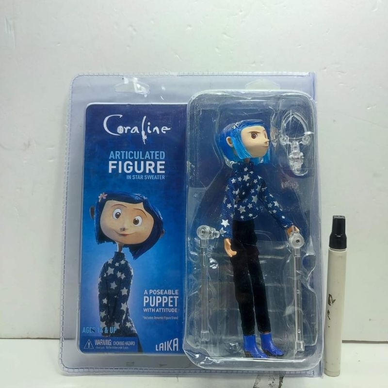 mainan action figure coraline articulated series neca a possable puppet in star sweater tinggi sekit