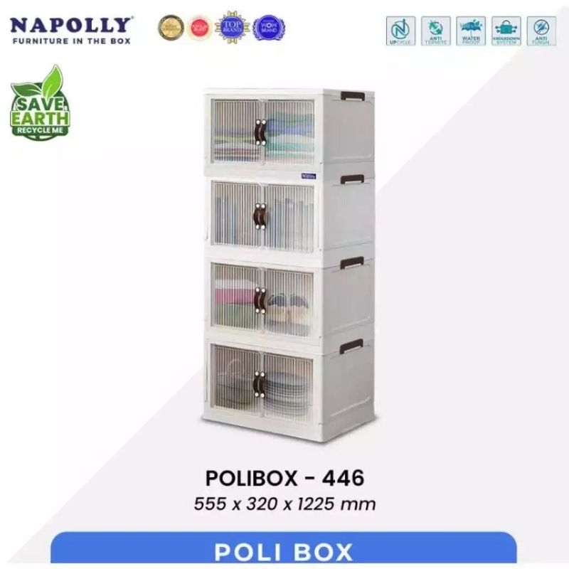 POLIBOX / Poli Box 446 + Roda  SUSUN 4 NAPOLLY 446/ Lemari Plastik Napolly