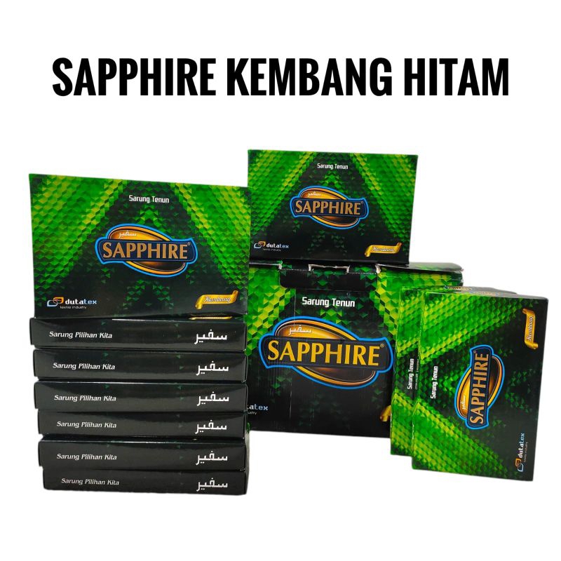 Sarung Sapphire Kembang SPK  Hitam Ecer Grosir SN