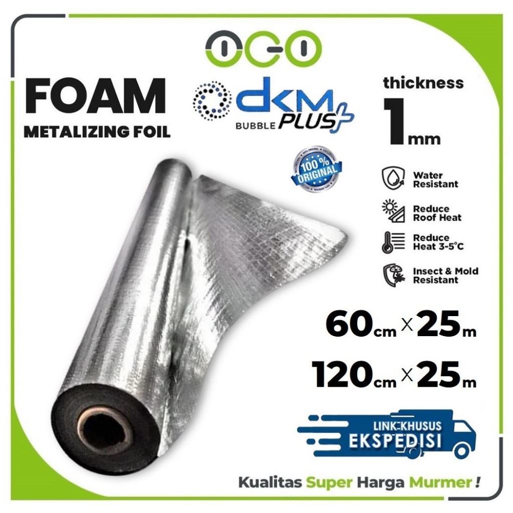 Bubble Insulation PE Foam Foil DKM Roll Tebal 1mm / Peredam Panas Atap Rumah Bubble Alumunium Foil