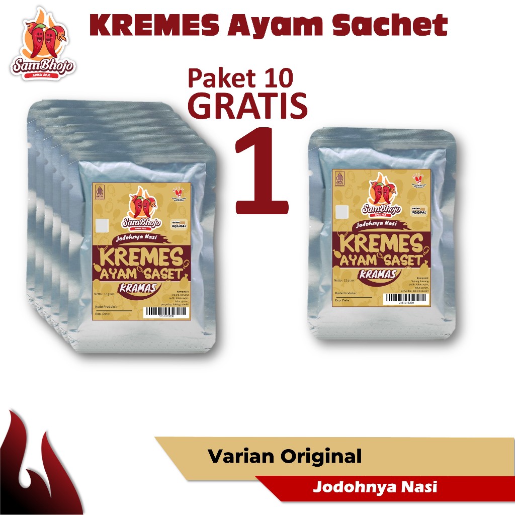 

SamBhojo Paket Kremes Ayam Sachet Original 10pc FREE 1pc