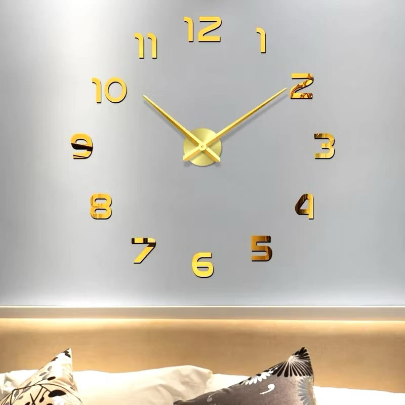 Hiasan dinding jam dinding Jumbo taffware Jam diy Jam dinding unik 150CM Hitam Gold Jam dinding jumb