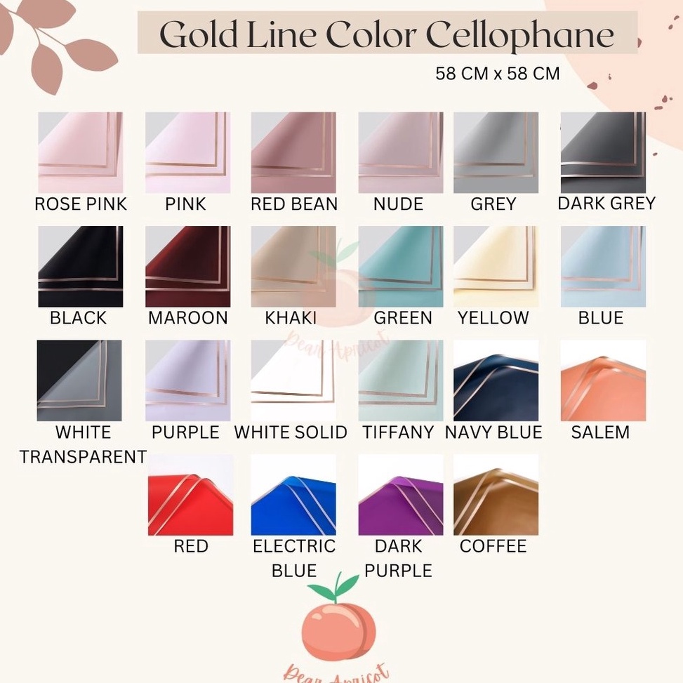 

Grosir Terbaik 2 LEMBAR KERTAS FLOWER WRAPPING GOLD LINE COLOR TRANSPARENT CELLOPHANE KERTAS BUKET BUNGA HAND BOUQUET